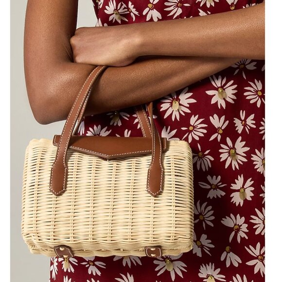 J. Crew Handbags - NWT J.Crew Retail Small rattan top-handle bag